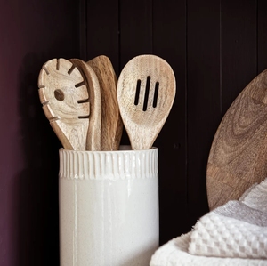 Wood Kitchen Utensils <b>Set</b> Natural Acacia Wooden Spoons For Cooking for Non-stick Skillet Utensil <b>set</b> For Cooking with container - Product Image 4