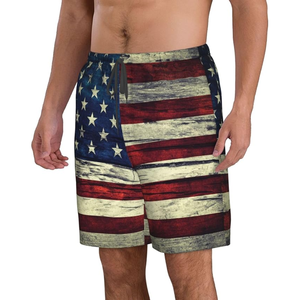 Pantalones cortos de playa de sublimación con bandera americana de secado rápido para hombre, traje de baño de poliéster 100% con estampado personalizado - Product Image 2