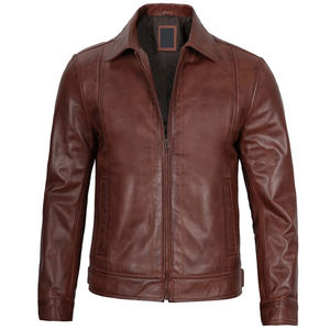 Couleur marron foncé, fermeture éclair complète, confortable, de haute qualité, faites votre propre service OEM ODM, vestes en cuir pour hommes PAR AMAZING INDUSTRIES - Product Image 3