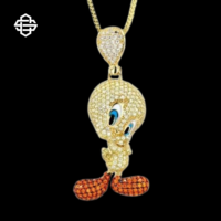Pendentif Moissanite Iced Bird de Luxe Certifié par un tiers, de haute qualité, pour Hommes et Femmes, en Argent 925 Plaqué, Personnage de Dessin Animé, Hip Hop