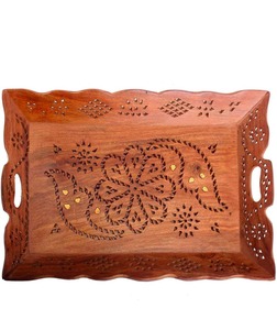 Ensemble de 2 plateaux de service rectangulaires en bois d'acacia faits à la main pour le pain au fromage trempette aux fruits sushi charcuterie durable - Product Image 4