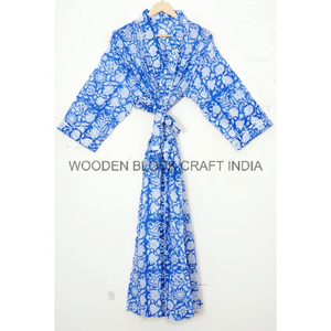 Kimono esencial de algodón Loungewear para noches acogedoras Kimono con cuello en V con diseño simple y estampado floral para uso diario informal - Product Image 2