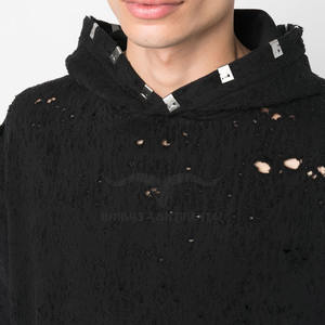 Sudaderas con capucha desgastadas de color sólido para hombre más vendidas Patrón 3D personalizado Técnicas de hojaldre Grueso Invierno con capucha Liso teñido - Product Image 5