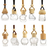 Diffuseur d'arômes suspendu en verre givré ovale pour voiture, avec bouchon en bois, décoration d'intérieur, flacon de parfum 5ml 10ml 15ml, vente en gros