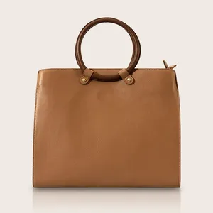 Echtes Leder Damen handtasche Einkaufstasche für Damen Premium Quality Tan Fashion Bag Kunden spezifische Verpackung Reiß verschluss wasserdicht