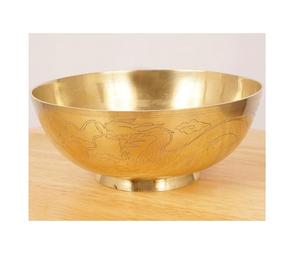 Bol de service en métal au design moderne et élégant de forme ronde couleur or fruits et salade finis avec personnalisation disponible - Product Image 2