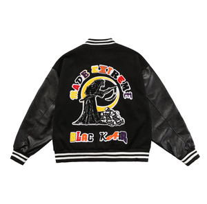 Veste Letterman en cuir grande taille pour hommes Veste universitaire personnalisable avec écusson brodé de logo personnel pour l'hiver - Product Image 3