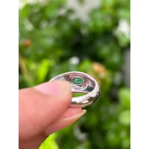 14K Gold Emerald Cut Turquoise <b>Ring</b> with Rhodium Plating Fine Jewelry Featuring Bezel Setting for Everyday Wear and Promises - Product Image 5