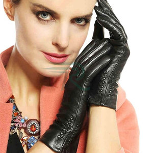 OEM entretenu de haute qualité en cuir de mouton pur écran tactile thermique sport cyclisme mode gants nouveauté couleur claire quatre - Product Image 6