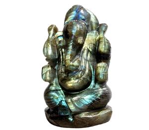 Estatua tallada a mano de Ganesha labradorita para decoración del hogar, piedra curativa de cristal de grado superior - Product Image 4