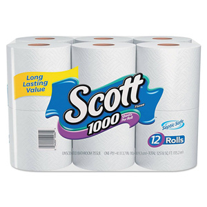 Scott 1-Ply Standard Toilet Paper White 1000 <b>Sheets</b>/ LOT = 16 PACKS of 20 - Product Image 2