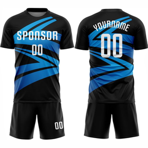 Maillots de football personnalisés imprimés par transfert thermique, unisexe, 100% polyester, antibactérien, séchage rapide, extensible, manches courtes, nouveauté - Product Image 1