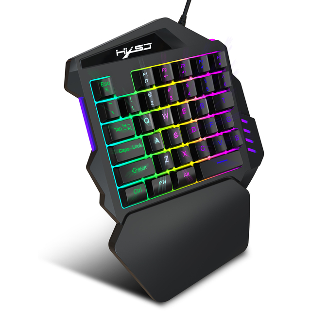 HXSJ One-Handed RGB Backlit 35 Keys Gaming Keyboard Portable Mini Ergonomic PC Controller with USB Interface for Gamers