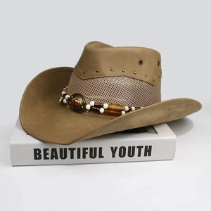 หมวกคาวบอยหนัง PU สำหรับสุภาพบุรุษพร้อมเส้นรอบวงศีรษะปรับได้สำหรับชุดลำลอง - Product Image 2