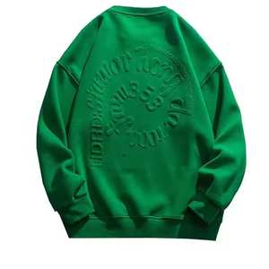 เสื้อสเวตเตอร์คอตตอนโอเวอร์ไซส์ผ้าคอตตอน100เปอร์แขนยาวปล่อยชายเสื้อไม่มีปกมีฮู้ดและโลโก้ด้านหน้า - Product Image 1