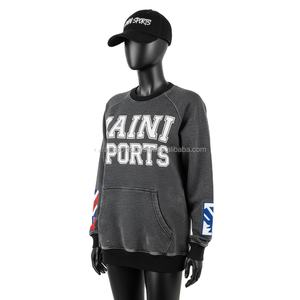 Sudadera de peso pesado para mujer, tela de algodón, gris oscuro, logotipo personalizado, bordado de chenilla, estilo callejero, sudaderas transpirables para mujer - Product Image 4