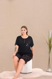 Conjunto de Pijama para Mujer Talla Grande, Camiseta de Manga Corta y Pantalones Cortos, Ropa de Dormir Cómoda de Talla Grande, Ropa para el Hogar - Product Image 2