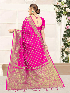 Trendmalls ผ้าไหม banarasi สำหรับผู้หญิงพร้อมเสื้อ unstitched ชิ้น (S11-Pink) งานแต่งงานแบบลำลองและเสื้อผ้าปากีสถาน - Product Image 4