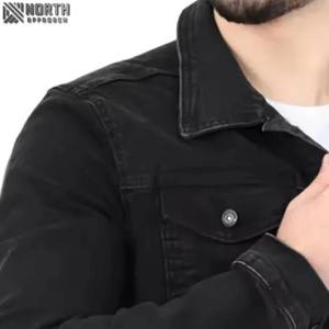 2025 Men Denim Jacket <b>Covered</b> <b>Button</b> Closure Front Stylish Regular Sleeve Design Customizable High Quality Casual Comfort Jacket - Product Image 5
