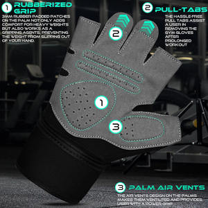 RAZERS IMPEX Gym <b>Gloves</b> Fitness Training Anti Slip Shock-absorbing Neoprene Weight Lifting Padded Grip Breathable <b>Fingerless</b> - Product Image 3