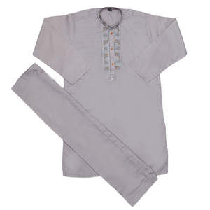 Traje Kurta Shalwar Bordado para Niños - Gris - Product Image 5