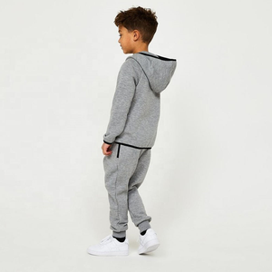 Winter Kids Light Gray Zip Fleece Tracksuit <b>Hoodie</b> <b>Matching</b> <b>Jogger</b> Pants Toddler Boys Girls Two Piece Set Soft Cotton Casual - Product Image 3