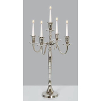 Bougeoir en métal à 5 bras de conception luxueuse, plaqué argent antique, décoratif, pour mariage et maison, support de bougeoir vintage