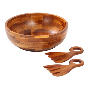 Ensemble de bols de service en bois d'acacia rond de haute qualité Meilleur prix Ustensiles de cuisine Usine du Vietnam Bol en bois d'acacia de qualité supérieure pour servir - Product Image 1