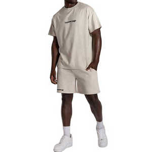 Conjuntos Cortos de Verano para Hombre FUTURE Well Enterprises al por Mayor, Logotipo Personalizado, 100% Algodón, 2 Piezas, Conjuntos de Punto Sólido con Botones - Product Image 1