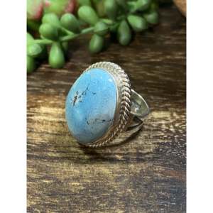Navajo Handmade Sterling <b>Silver</b> Turquoise <b>Statement</b> <b>Ring</b> Size 7.5 - Product Image 4