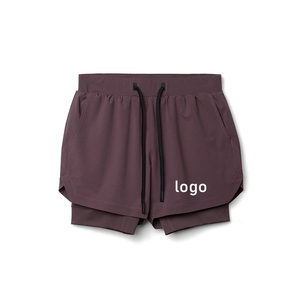 Shorts de sport 2 en 1 en maille respirante de haute qualité pour hommes Shorts de sport personnalisés pour hommes grande taille avec poches - Product Image 3