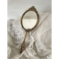 Miroir à main design antique ovale en forme de rose design floral Miroir à main créatif en laiton en métal Miroir de maquillage à prix abordable