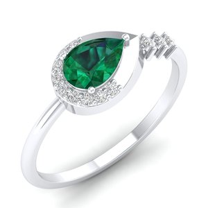 REYES Bague de fiançailles personnalisable en or 14K certifiée GRA, Moissanite, pierre précieuse émeraude, bijoux de créateur exclusifs. - Product Image 2