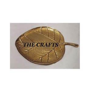 Plateau de service en aluminium couleur or pour snacks Plat à feuilles avec plateau de service en feuilles de qualité supérieure pour mariage et événement - Product Image 2