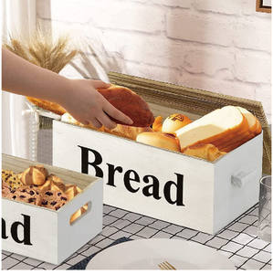 Boîte <span class=keywords><strong>à</strong></span> <span class=keywords><strong>pain</strong></span> en bois de ferme classique avec couvercle finition laquée en forme de rectangle pour la cuisine - Product Image 3