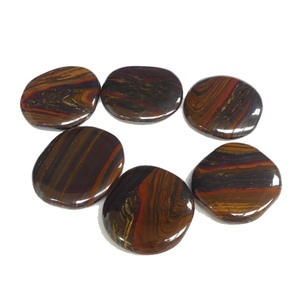 Pierre de haute qualité Paume plate Fer tigre Cristal de palmier plat Pierres précieuses Naturel Plat Ovale Forme Poche Pierre Protection Grossiste - Product Image 1