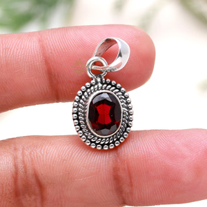 Joli pendentif en argent avec pierre précieuse grenat, argent sterling massif 925 de haute qualité, bijoux bohèmes, cadeau, pendentifs fins, breloques - Product Image 4