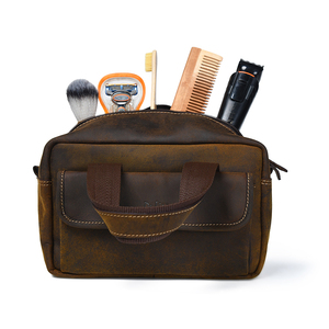 Trousse de toilette réglable en cuir véritable de grande capacité avec logo d'usine personnalisé pour femmes - Product Image 5