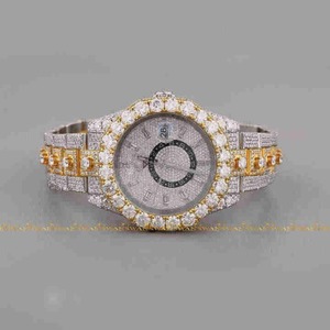 Reloj Cronógrafo para Hombre Estilo Hip Hop, Totalmente Adornado con Diamantes Cultivados en Laboratorio, Corte Brillante, Claridad VVS, Diamantes Brillantes, Acero Inoxidable, Miyota Analógico - Product Image 1