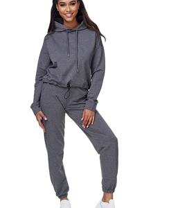 Survêtements 2 pièces en molleton pour femmes Ensembles en coton Logo personnalisé Ensembles confortables de haute qualité pour femmes Taille Plus pour femmes - Product Image 3