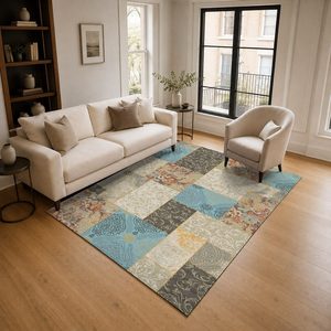 Tapis de salon en chenille antidérapant, imprimé numériquement, style anatolien traditionnel, couleur terre cuite et or, lavable en machine, vente en gros - RUGS DEPOT LXDP-0259 - Product Image 2