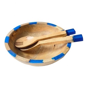 Bol mélangeur en bois en résine époxy de qualité supérieure avec serveur nouvelle cuisine hôtel maison Restaurant utilisation à un prix compétitif - Product Image 1