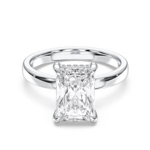 3.19 Ct E-F/VVS-VS Moissanite Radiant & Round Cut Diamond Prong Set Bague de fiançailles solitaire en or massif 10K,14K,18K pour elle - Product Image 6
