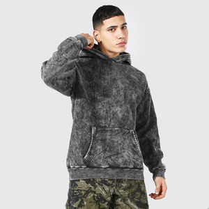 OEM <b>Men's</b> Acid Wash Pullover Hoodie 100% Cotton Fleece Custom Printing Lightweight <b>Thermal</b> Streetwear Embroidered Plain Dyed for - Product Image 1