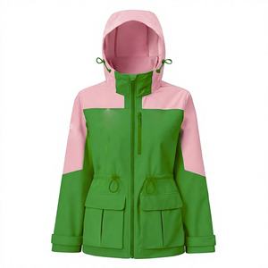 Veste zippée à capuche pour femme, couleur contrastée, légère, décontractée, avec logo personnalisé, vente en gros de vestes pour femmes - Product Image 1