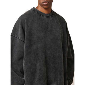 Nouveau sweat à capuche de haute qualité avec logo personnalisé pour hommes, coton lavé à l'acide, sweats à capuche avec épaules tombantes, sweats à capuche déchirés, logo personnalisé - Product Image 2