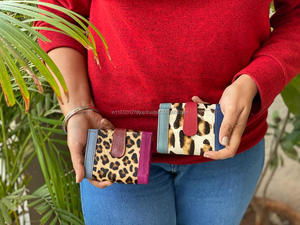 Pochette en fourrure de vache portefeuille décontracté élégant porte-cartes cheveux sur cuir petit porte-monnaie - Product Image 2