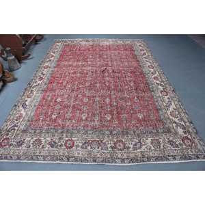 Tapis turc 6,9 x 10,2 pieds, tapis vintage surdimensionné, tapis en laine camouflage rouge - Product Image 1