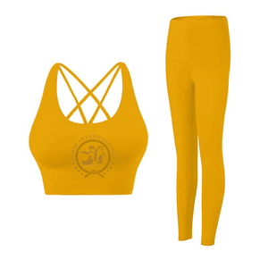 Ensemble de yoga unique 2024 pour femme, 2 pièces, réversible, grande taille, mode sportive, taille élastique, fitness, bicolore, en promotion - Product Image 2