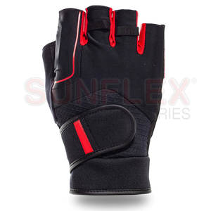 ถุงมือยกน้ำหนักหนังคุณภาพสูงแบบครึ่งนิ้ว พิมพ์โลโก้ได้ตามต้องการ กันลื่น สายรัดข้อมือปรับได้ กันน้ำ สำหรับออกกำลังกาย - Product Image 2